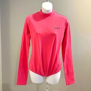 KIRIN Made in Italy Sporty & Sexy Pink Backless Bodysuit Sz L NWT $372